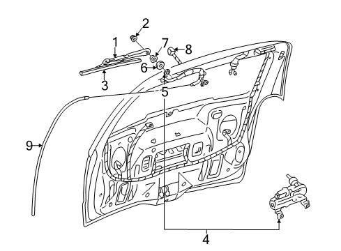 2008 Chevy Uplander Lift Gate - Wiper & Washer Components Diagram