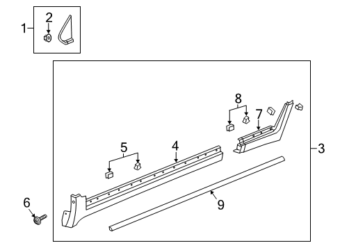 2022 Buick Encore Exterior Trim - Pillars Diagram