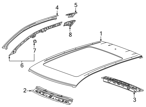 2020 Cadillac XT4 Roof & Components Diagram 1 - Thumbnail