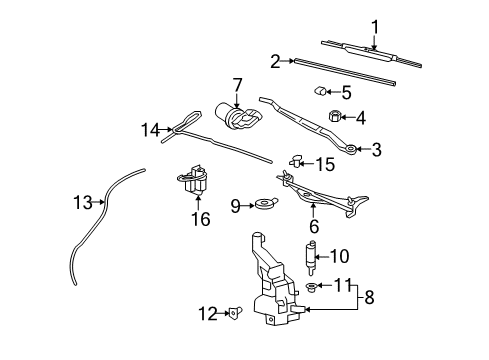 2008 Cadillac CTS Wiper & Washer Components Diagram