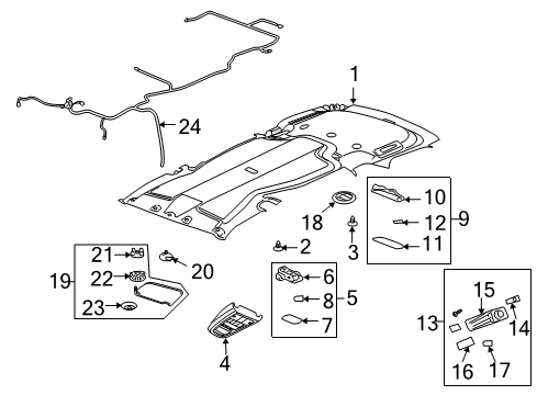 2005 Pontiac Montana Headliner Retainer Diagram for 15106473