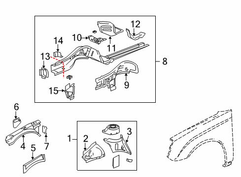 2006 Pontiac G6 Structural Components & Rails Diagram