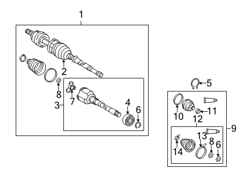 2005 Pontiac Vibe Axle Assembly Diagram for 88969964