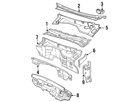 1990 GMC C3500 Cab Cowl Diagram