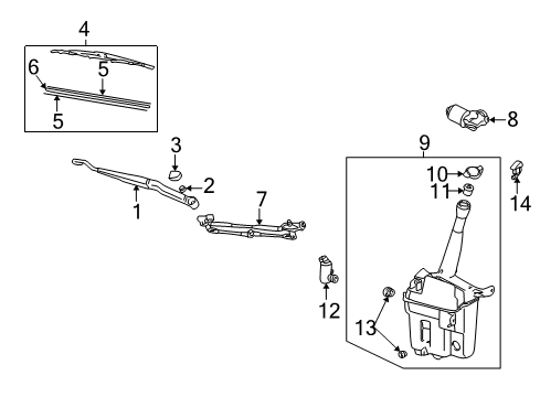 2004 Pontiac Vibe Windshield - Wiper & Washer Components Diagram