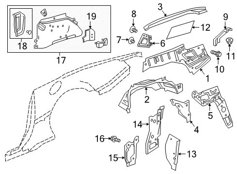 2022 Chevy Camaro Inner Structure - Quarter Panel Diagram