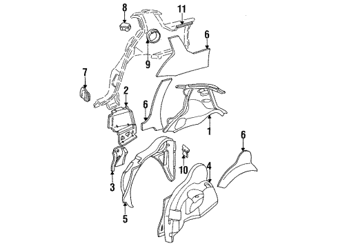 1995 Buick Skylark Inner Structure - Quarter Panel Diagram 2 - Thumbnail