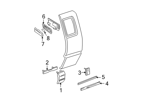 1995 Chevy S10 Roof Lamps, Side Glass, Exterior Trim, Body Diagram 1 - Thumbnail