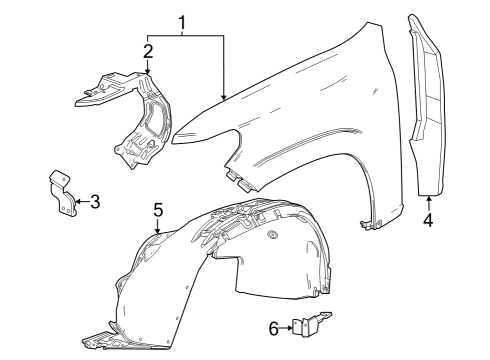2023 Chevy Colorado Fender Liner, Front Inner Passenger Side Diagram for 84782826