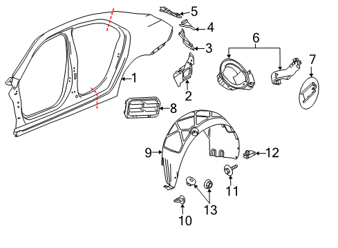 2015 Chevy Malibu Quarter Panel & Components Diagram