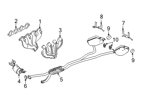 2004 Cadillac CTS Catalytic Converter, Driver Side Diagram for 25757817