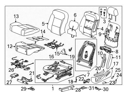2018 Chevy Silverado 2500 HD Driver Seat Components Diagram 3 - Thumbnail