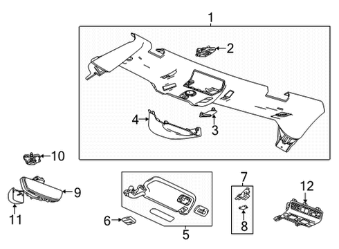 2022 Chevy Corvette Interior Trim - Roof Diagram