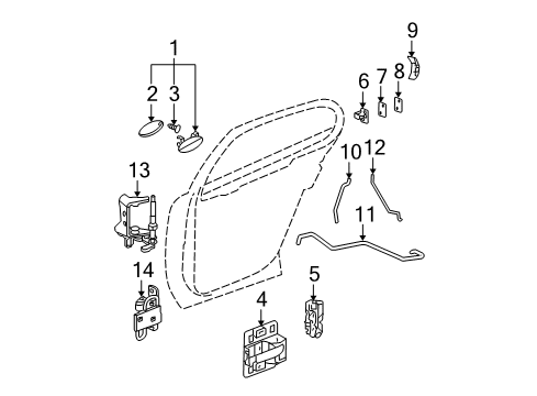 2007 Pontiac Grand Prix Rear Door - Lock & Hardware Diagram