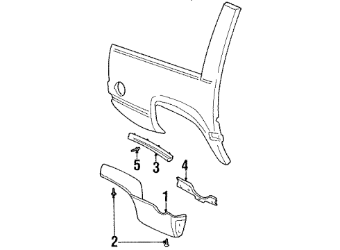 2000 Cadillac Escalade Exterior Trim - Quarter Panel Diagram