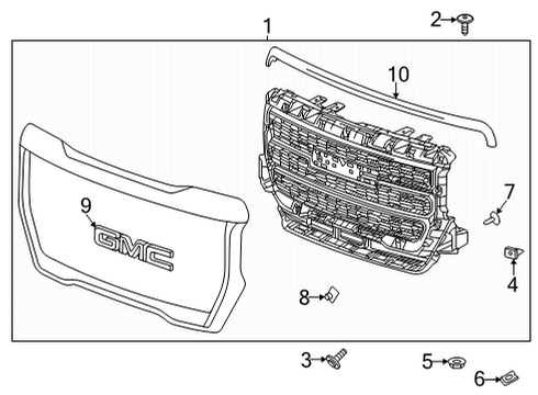 2022 GMC Canyon Grille & Components Diagram