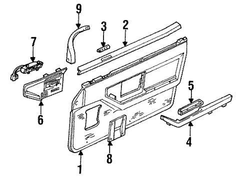 1984 Chevy Corvette Cargo Lamps, Interior Trim Diagram