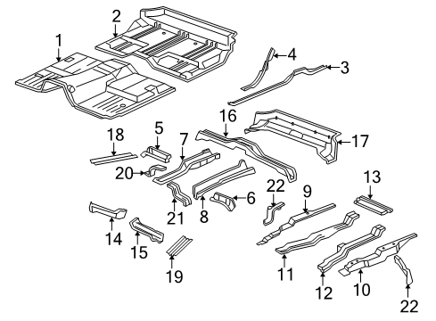 2013 Cadillac Escalade Pillars, Rocker & Floor - Floor & Rails Diagram 2 - Thumbnail