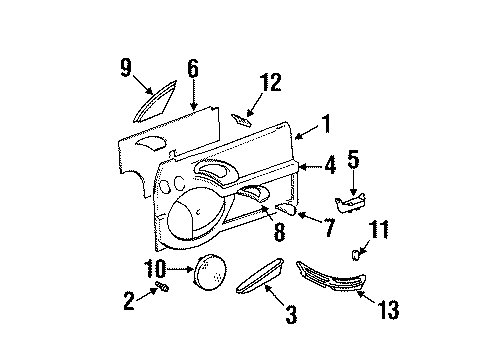 1998 Pontiac Grand Am Interior Trim - Door Diagram