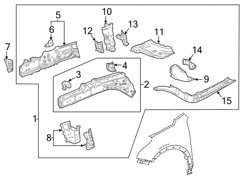 2021 Buick Envision Structural Components & Rails Diagram