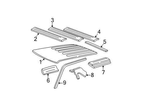 2000 GMC Jimmy Roof & Components Diagram