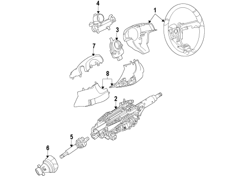 2010 Cadillac CTS Steering Column, Steering Wheel & Trim Diagram 5 - Thumbnail