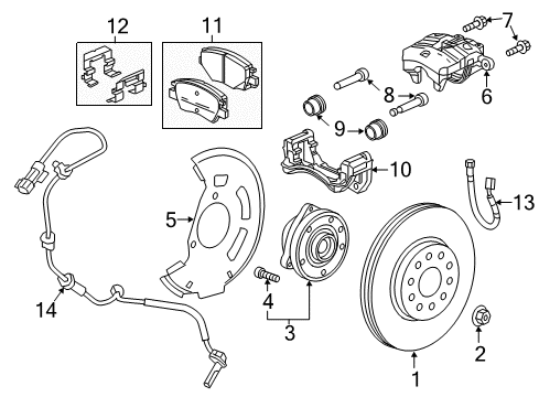 2020 Chevy Bolt EV Caliper, Driver Side Diagram for 13532172