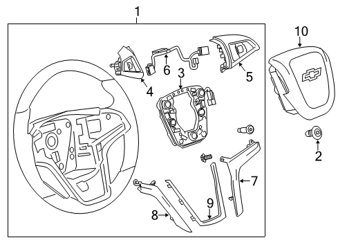 2015 Chevy Malibu Steering Wheel, Black Diagram for 23172682