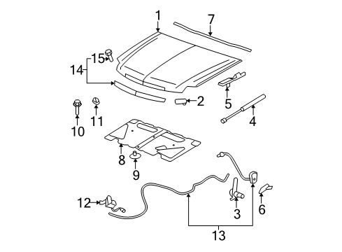 2014 GMC Yukon Hood & Components, Exterior Trim Diagram
