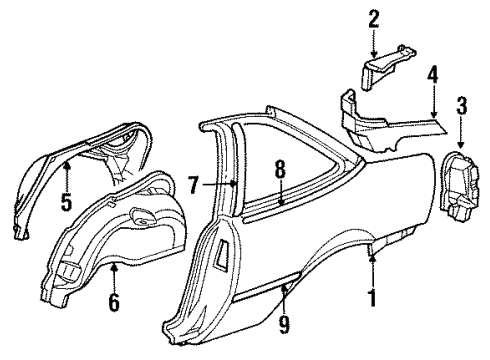 1990 Pontiac Sunbird Side Molding, Black, Rear Diagram for 20696775
