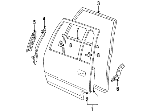 1994 Cadillac DeVille Belt Weatherstrip, Passenger Side Diagram for 25675697