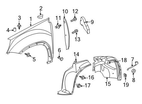 2012 GMC Acadia Fender & Components Diagram