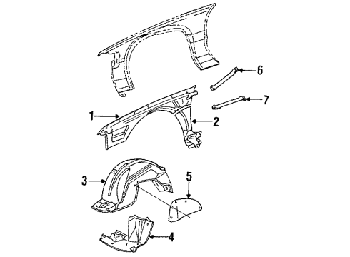 1995 Cadillac Fleetwood Front Extension, Inner Passenger Side Diagram for 10231502