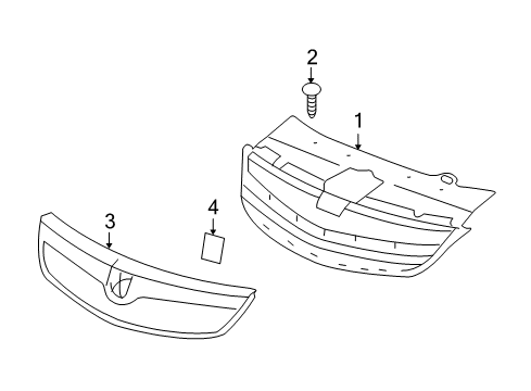 2008 Saturn Aura Grille & Components Diagram