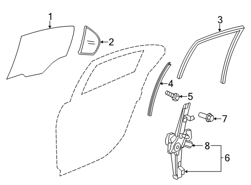 2017 Chevy SS Rear Door - Glass & Hardware Diagram