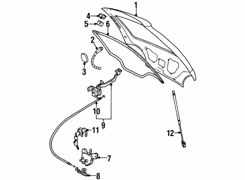 1999 Chevy Metro Hinge, Rear Diagram for 30013622