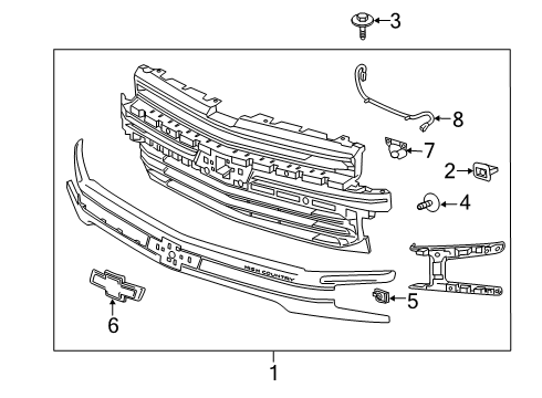 2019 Chevy Silverado 1500 Grille & Components Diagram 3 - Thumbnail