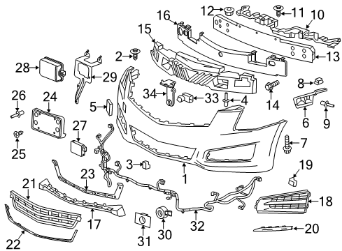2013 Cadillac ATS Bracket Screw Diagram for 11609982