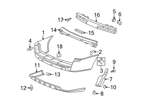 2008 Chevy Uplander Rear Bumper Diagram