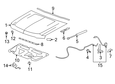2007 Chevy Suburban 2500 Hood & Components Diagram