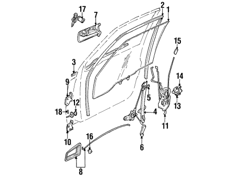 1998 Chevy Tracker Latch Assembly, Front Passenger Side Diagram for 30016206