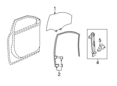 2012 Buick Enclave Front Door - Glass & Hardware Diagram