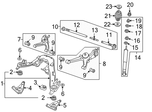 2006 Pontiac GTO Suspension Crossmember Bushing Diagram for 92115982