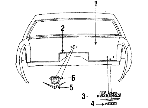 1985 Cadillac Fleetwood Emblem, Rear Diagram for 20216463