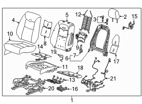 2023 GMC Hummer EV Pickup Driver Seat Components Diagram