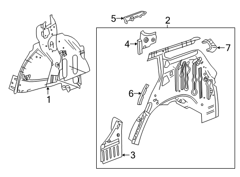 2018 GMC Terrain Inner Wheelhouse, Rear Driver Side Diagram for 84856569