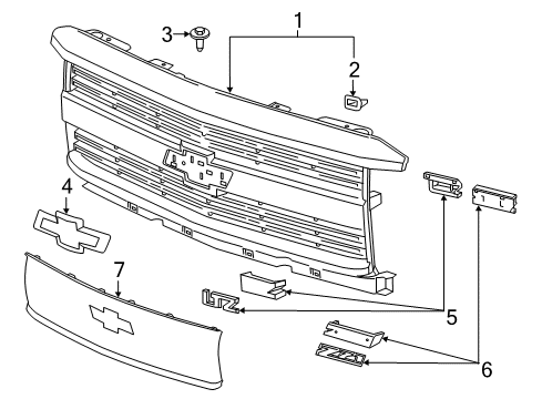 2016 Chevy Silverado 2500 HD Grille & Components Diagram