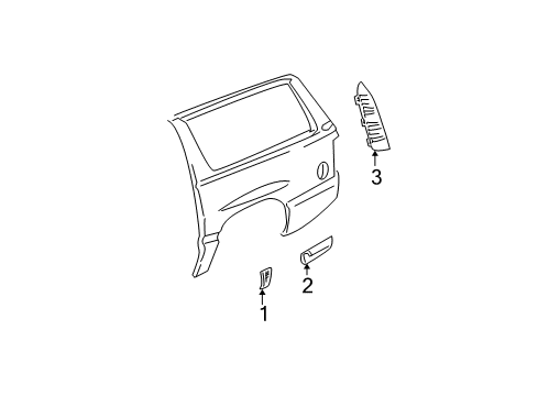 2001 GMC Yukon XL 1500 Exterior Trim - Quarter Panel Diagram 1 - Thumbnail