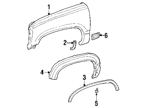 1998 GMC Yukon Exterior Trim - Fender Diagram