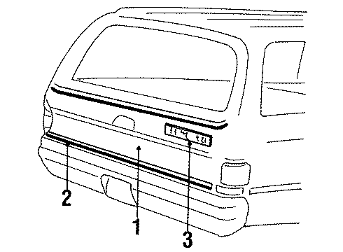 1991 Chevy R2500 Suburban Rear Loading Door - Rear Cargo Door Diagram 1 - Thumbnail